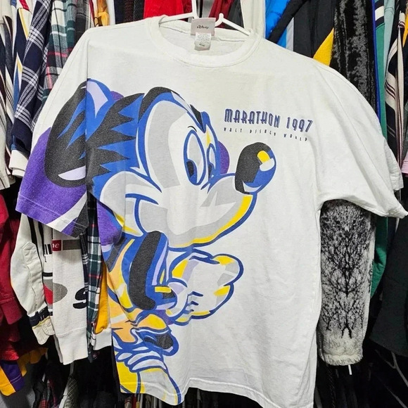 1997 Vintage Disney Marathon T Shirt Micky Mouse - Picture 1 of 3